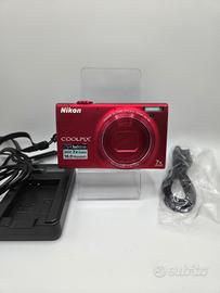 fotocamera digitale nikon coolpix s6100 rossa