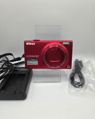 fotocamera digitale nikon coolpix s6100 rossa