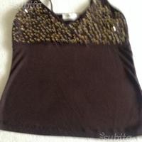 Canotta Kontatto color marrone con paillettes