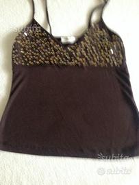 Canotta Kontatto color marrone con paillettes