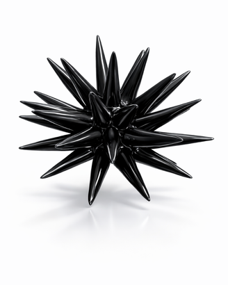Riccio di mare artigianale in ceramica nero 11 cm