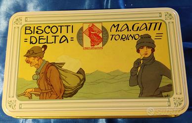 RIPRODUZIONE DI SCATOLA IN LATTA CON LOGO VINTAGE