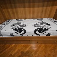 struttura letto singolo con cassetti+rete+materass