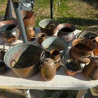 Lotto 13kg Rame vasi Brocche Secchi Decorazioni