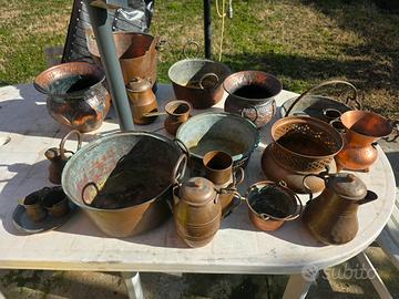 Lotto 13kg Rame vasi Brocche Secchi Decorazioni