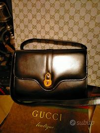 Borsa Gucci anni 80 in pelle marrone moka