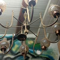Lampadario vintage 8 luci ottone/vetro