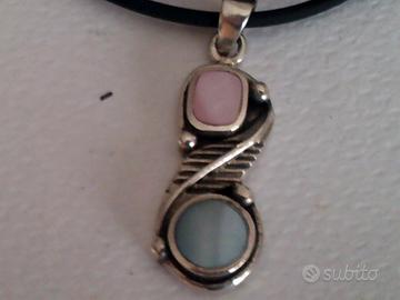 Collana caucciu con ciondolo in arg 925 mill