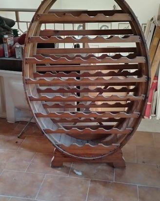 Cantinetta porta bottiglie a botte in legno