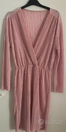 Vestito cocktail rosa satinato made in italy