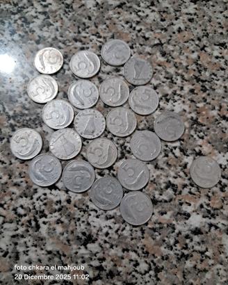 23 monetine da 5 lire del 1951 fino 1963