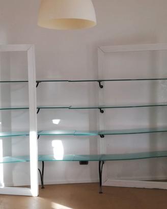 Libreria in vetro e legno