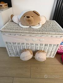 Baule cesto nanan cassettiera culla rosa neonata