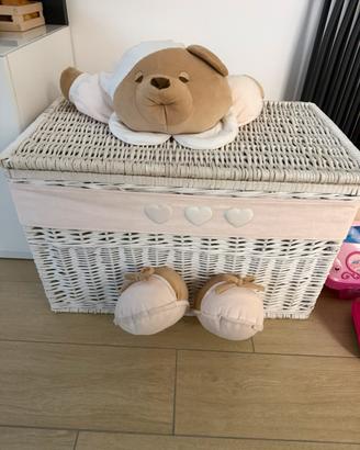Baule cesto nanan cassettiera culla rosa neonata
