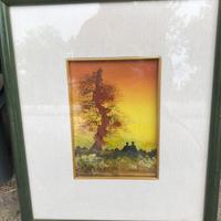 Quadro dipinto a olio su tela + cornice e vetro