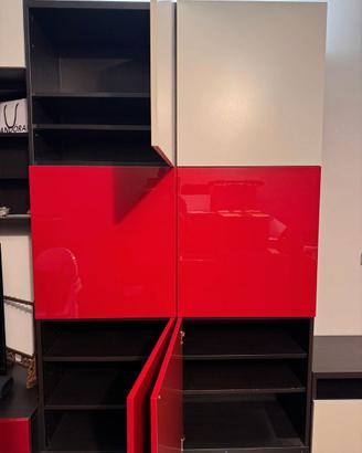 Scaffale Ikea Besta Rosso Lucido e Bianco 192x120