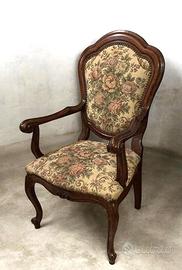 Poltroncina vintage in legno, floreale