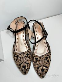 36 scarpe nero e oro eleganti