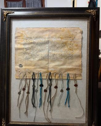 Raro manoscritto Antico su pergamena con sigilli