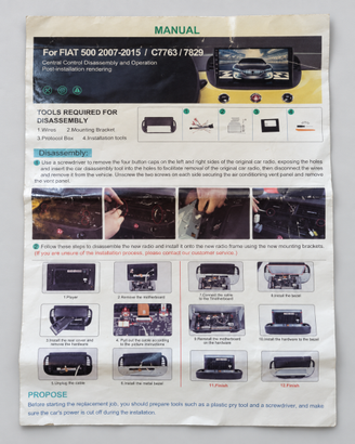 Autoradio Android 2+64 GB per Fiat 500 2007–2015