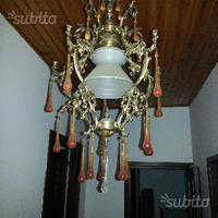 Lampadario Antico con gocce di Murano