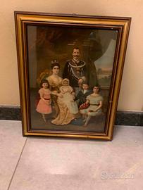 Oleografia famiglia reale italiana quadro Savoia