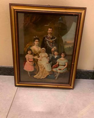 Oleografia famiglia reale italiana quadro Savoia