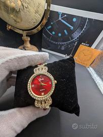 Orologio donna Viale dorato con quadrante rosso –