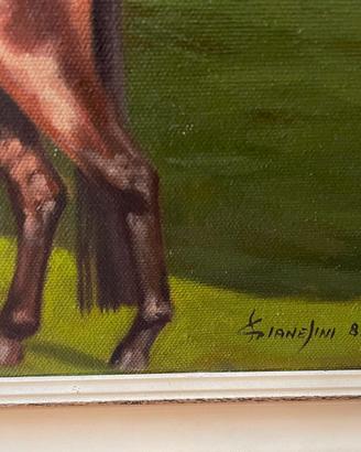 Grande quadro firmato del 1988 con cavalli