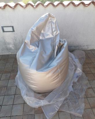 Puff poltrona a sacco GRANDE Ecopelle silver