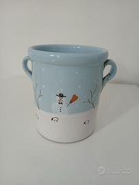 Antico Vaso Giara Terracotta Smaltata 20 cm Vintag