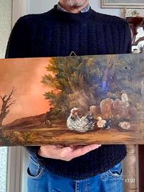 ANTICO QUADRO DIPINTO OLIO SU TAVOLA 