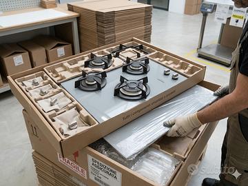 Piano cottura 4 fuochi vetro satinato gas o gpl