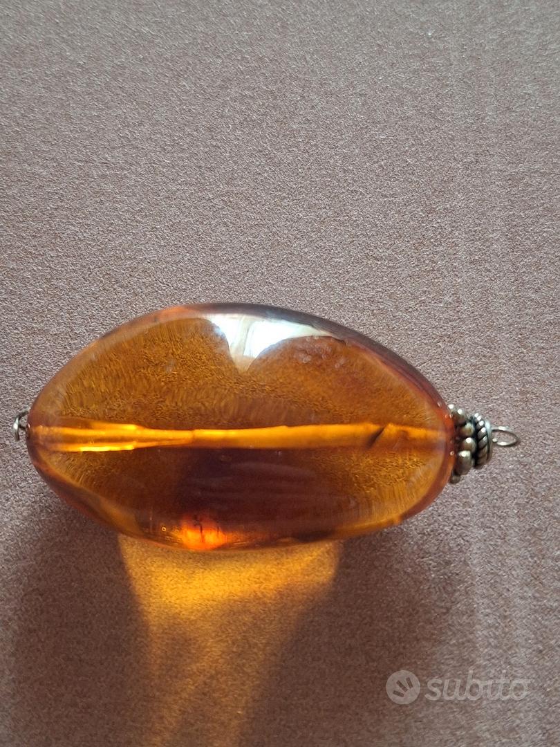 Pendentif En Ambre Baltique Et Argent 925 - Fabriqué En Italie - Neuf Avec étiquettes