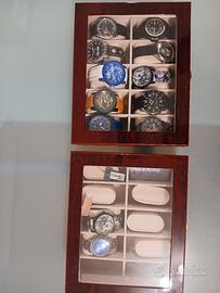 12 orologi nuovi+ 2 scatole in legno