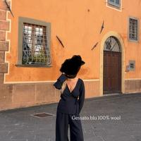 Completo 100% lana blue navy nuovo mai indoss