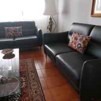 Coppia divani pelle blu notte