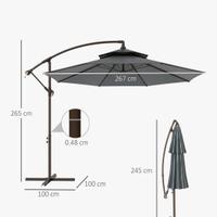 Ombrellone da esterno Outsunny grigio 267 cm