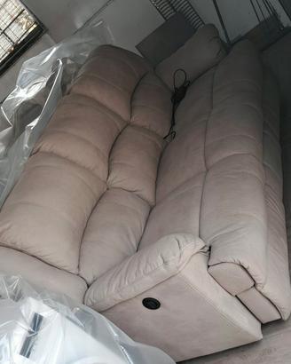 Divano 3 posti reclinabile elettrico color beige