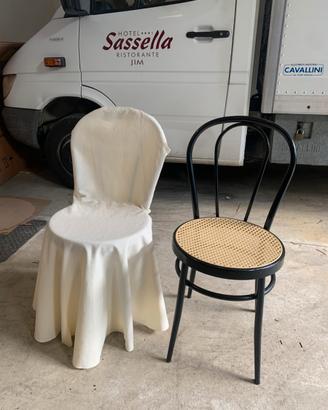 Sedie Thonet nera ferro finta paglia con vestina