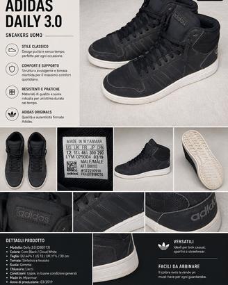 Adidas Daily 3.0 Mid – Uomo – Nero – EU 46⅔