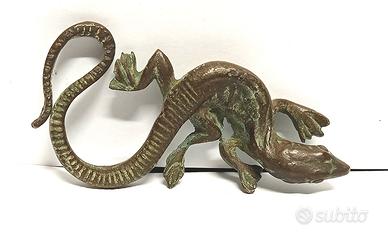 LUCERTOLA antica scultura fusione bronzo/ottone