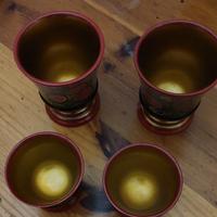 Bicchieri russi in legno laccato 