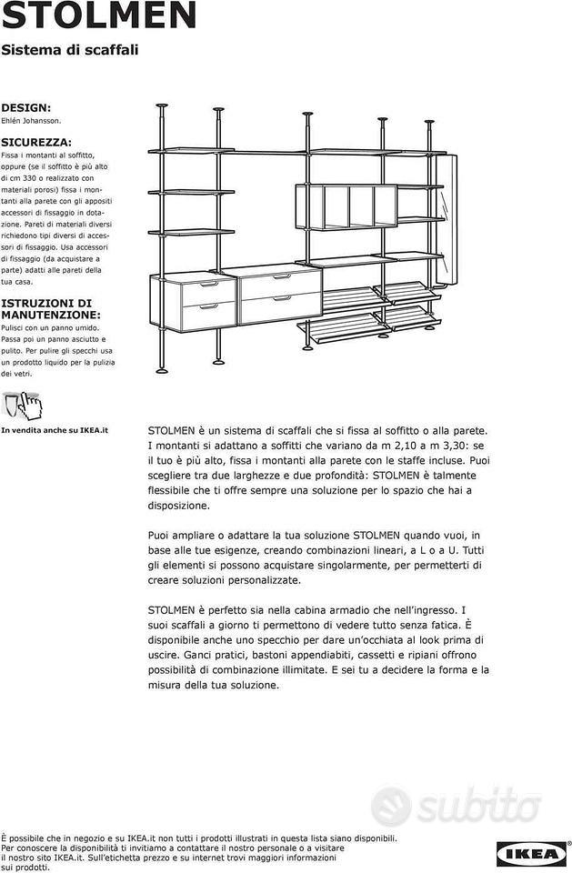 COMPONENTI STOLMEN IKEA - Arredamento e Casalinghi In vendita a Roma