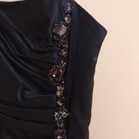 abito elegante blu oltremare in raso