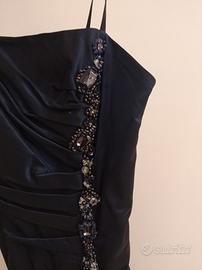 abito elegante blu oltremare in raso