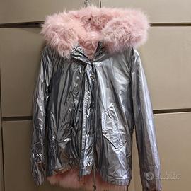 parka argento e rosa