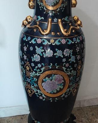 Anfora grande decorata blu e oro