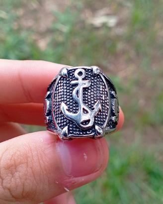 Anello Uomo Acciaio Inossidabile Ancora Y2K Roma