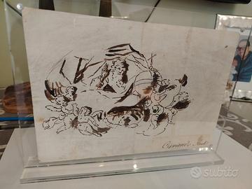 Antico disegno ad inchiostro sacro angeli Cipriani
